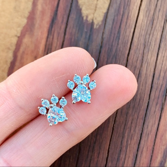 PAW ♡ SILVER Cubic Zirconia Earrings - Picture 2 of 6
